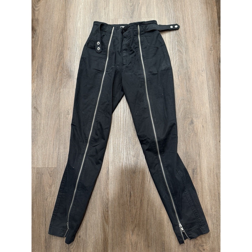 ALC Zipper Pants Flare Black High Rise Adjustable Button Grunge Women's Size 2